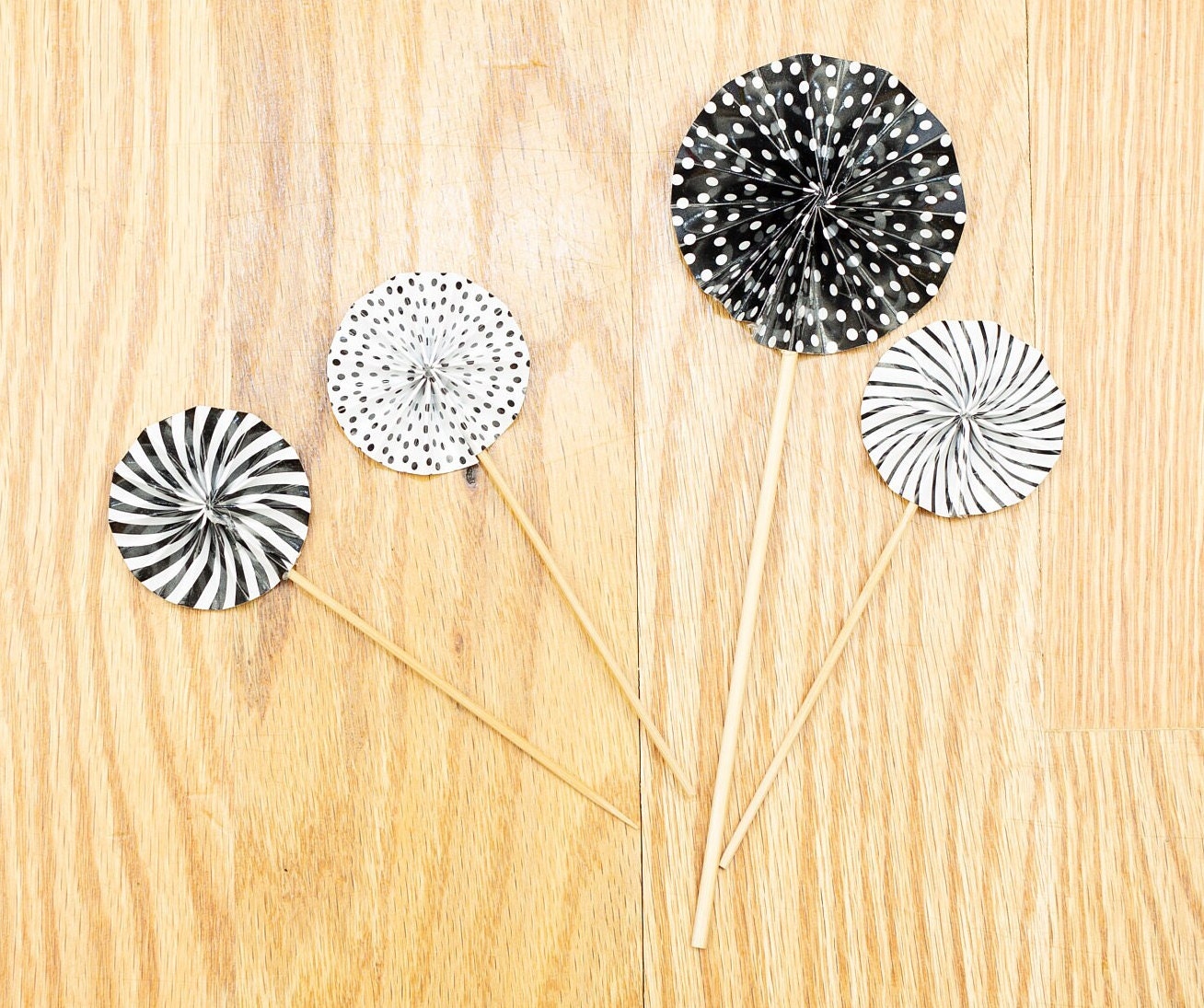 Set of 4 pinwheel cake topper Black Cake Topper mini Fan 1 2 3 4 5 6 7 8 10 21 35 Birthday Cake Topper Girl Boy Woman Man for him her Party