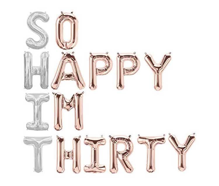 30th Birthday Balloon Banner Letter Rose Gold Decorations - BashMint party decoration