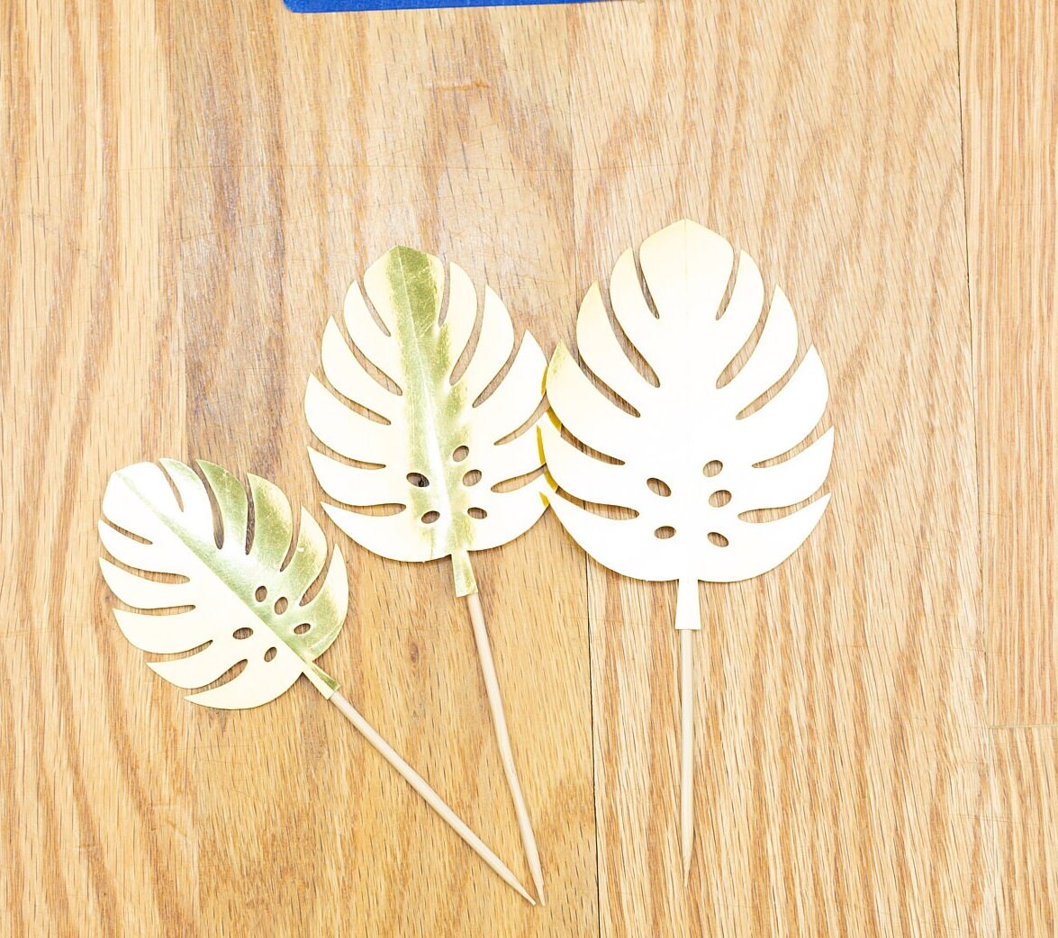 3" Jungle cake topper picks, add on Hawaiian cake topper, jungle leaf cake, tropical leaves for cake 2nd 1st 3rd 4th 5th Wild Birthday Smash