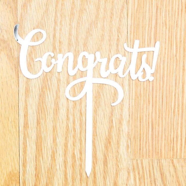 Congrats Cake Topper, Acrylic Mirror Graduation Cake Decoration, Silver Gold Class of 2026 Party Decor