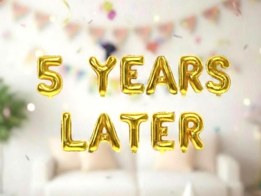 Birthday 5th Balloon Banner Number Rose Gold Decorations - BashMint party decoration