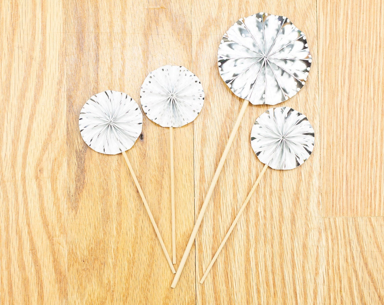 Set of 4 pinwheel cake topper Silver Cake Topper mini Fan 1 2 3 4 5 6 7 8 9 10 21 35 Birthday Cake Topper Girl Woman for her Birthday Party