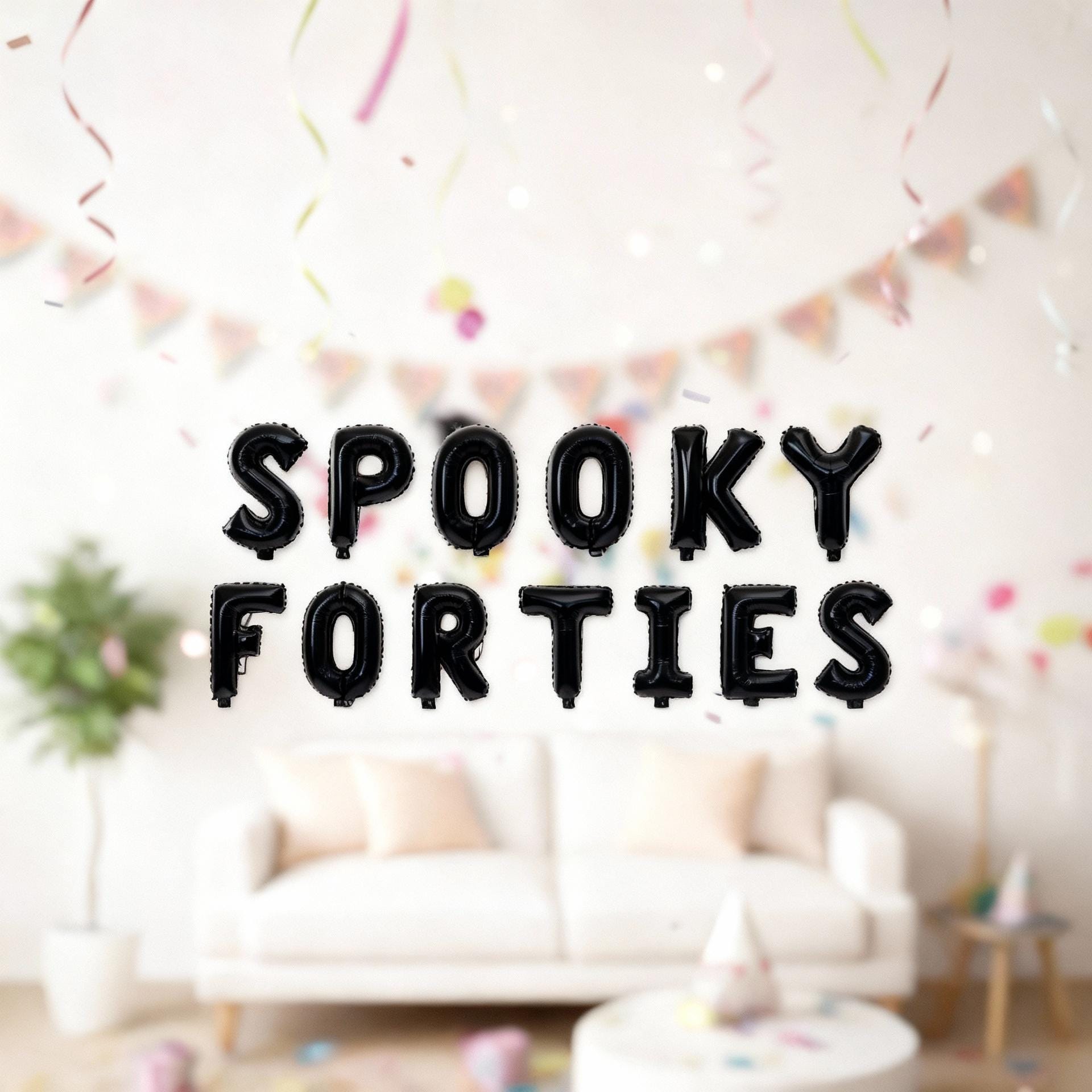 Halloween 40th Balloon Banner Star Rose Gold Decorations - BashMint party decoration