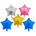 18" Holographic Laser Star Balloon Bouquet - Silver Gold Blue Pink Helium Balloons for Birthday Wedding Baby Shower New Year