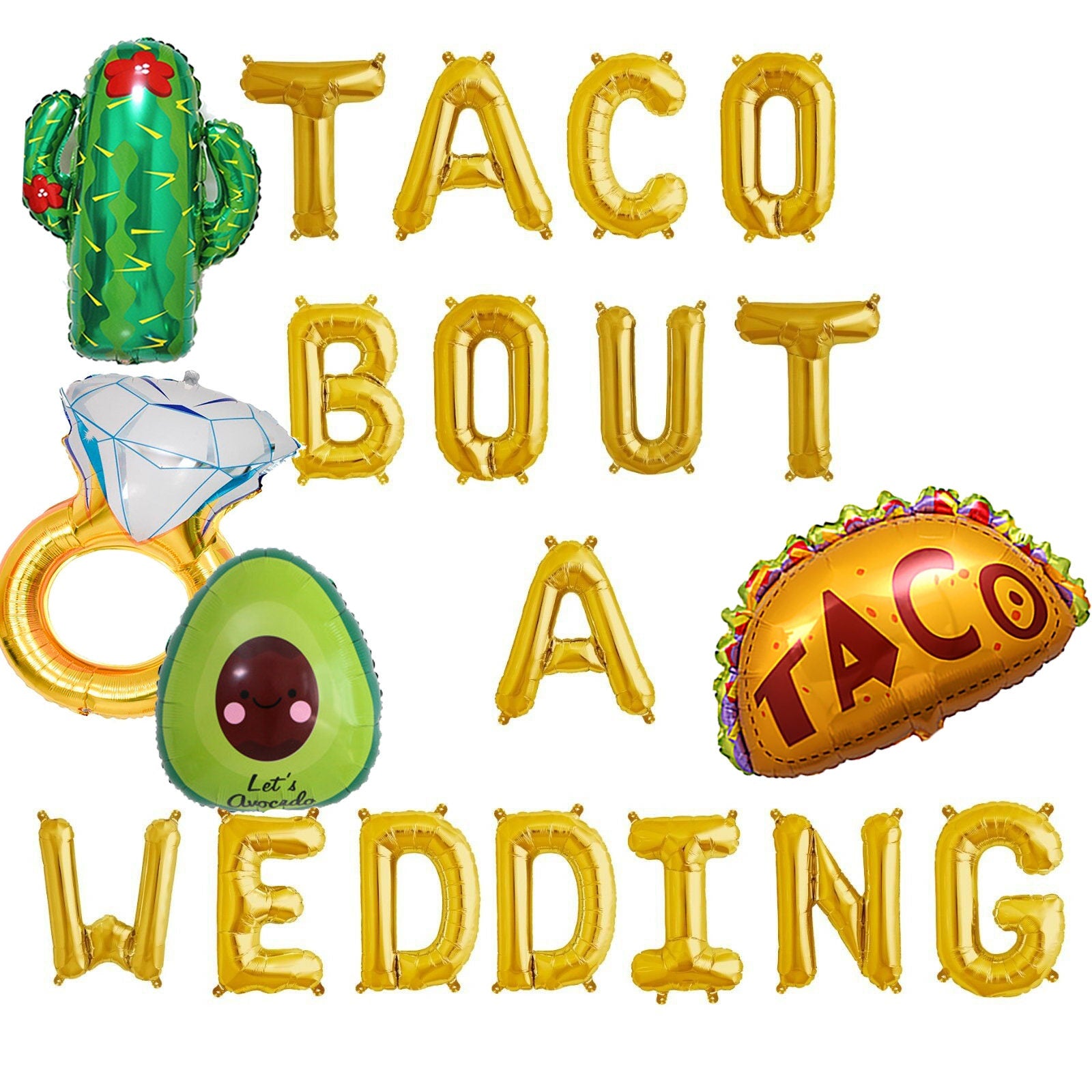 Taco Bridal Shower Balloon Banner Heart Rose Gold Decorations - BashMint party decoration