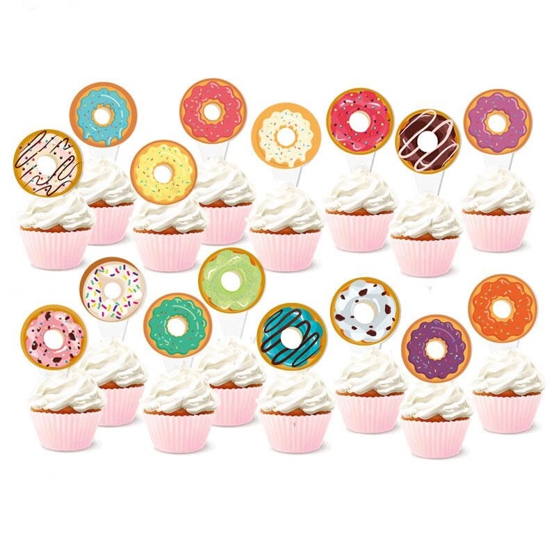6pcs/12 pcs/32 pcs Donut Cake Topper Cupcake Glitter First Second Third Forth Fifth Birthday. Birthday CakeTopper. Smash Cup Cake Topper.