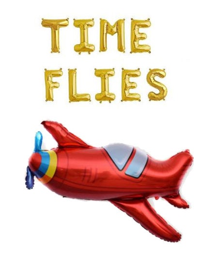 Time Flies Balloon Banner, Airplane Birthday Party Decor, Up Up and Away Baby Shower Decorations