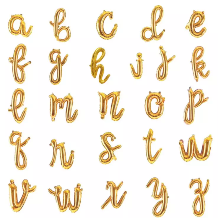 Cursive Letter Balloon Banner - Party Decor, Silver, Gold Rose Gold