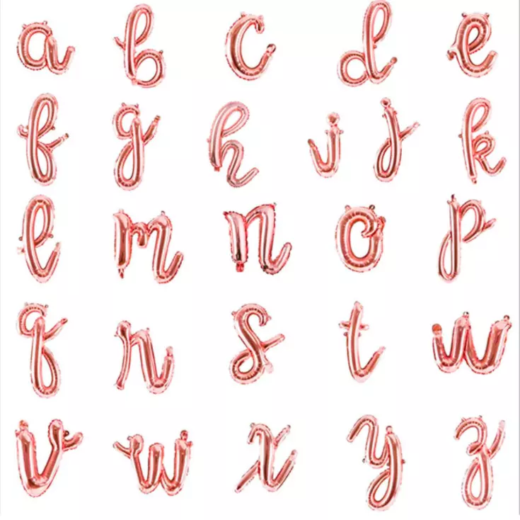 Cursive Letter Balloon Banner - Party Decor, Silver, Gold Rose Gold