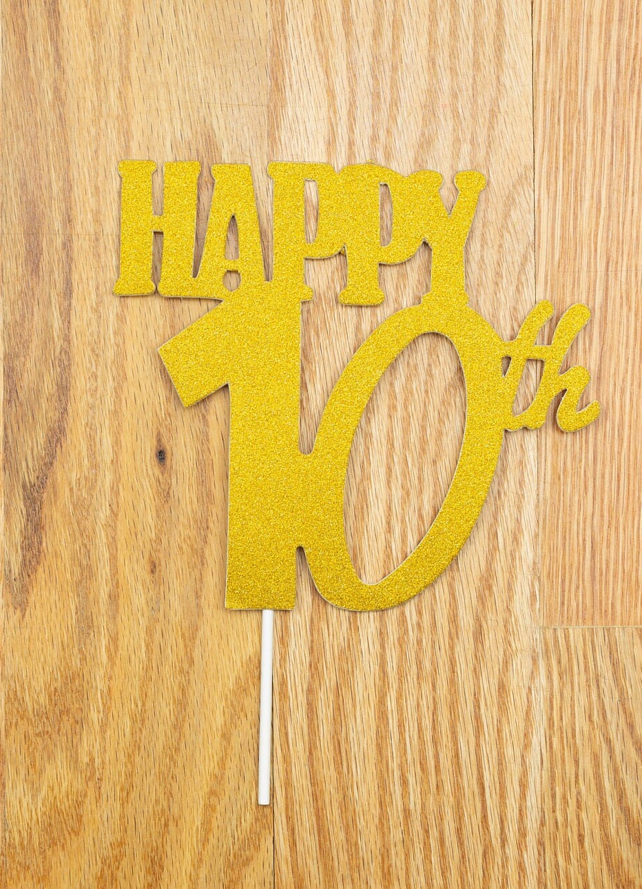 Happy 50th Birthday Glitter Cake Topper – Fiftieth Birthday Party Cake Decoration