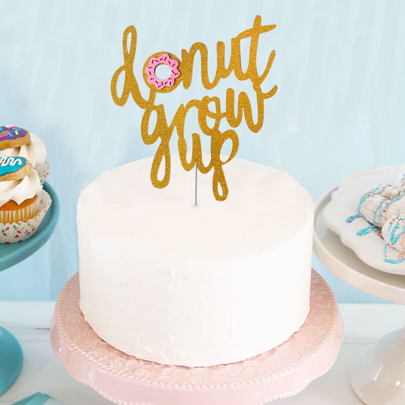 Donut Grow Up Decor Set Cake Topper Glitter Happy Birthday Banner First Second Birthday. Birthday CakeTopper. Smash Cup Cake Topper.