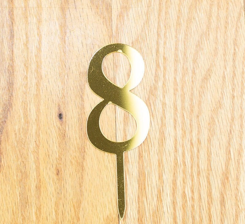 8 Cake Topper | Eight | Eighth Birthday party decoration | I am eight | gold acrylic mirror | 8th decor  | decoration