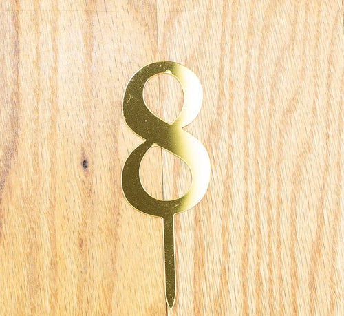 Birthday 8th Cake Topper Number Gold Decoration - BashMint party decoration