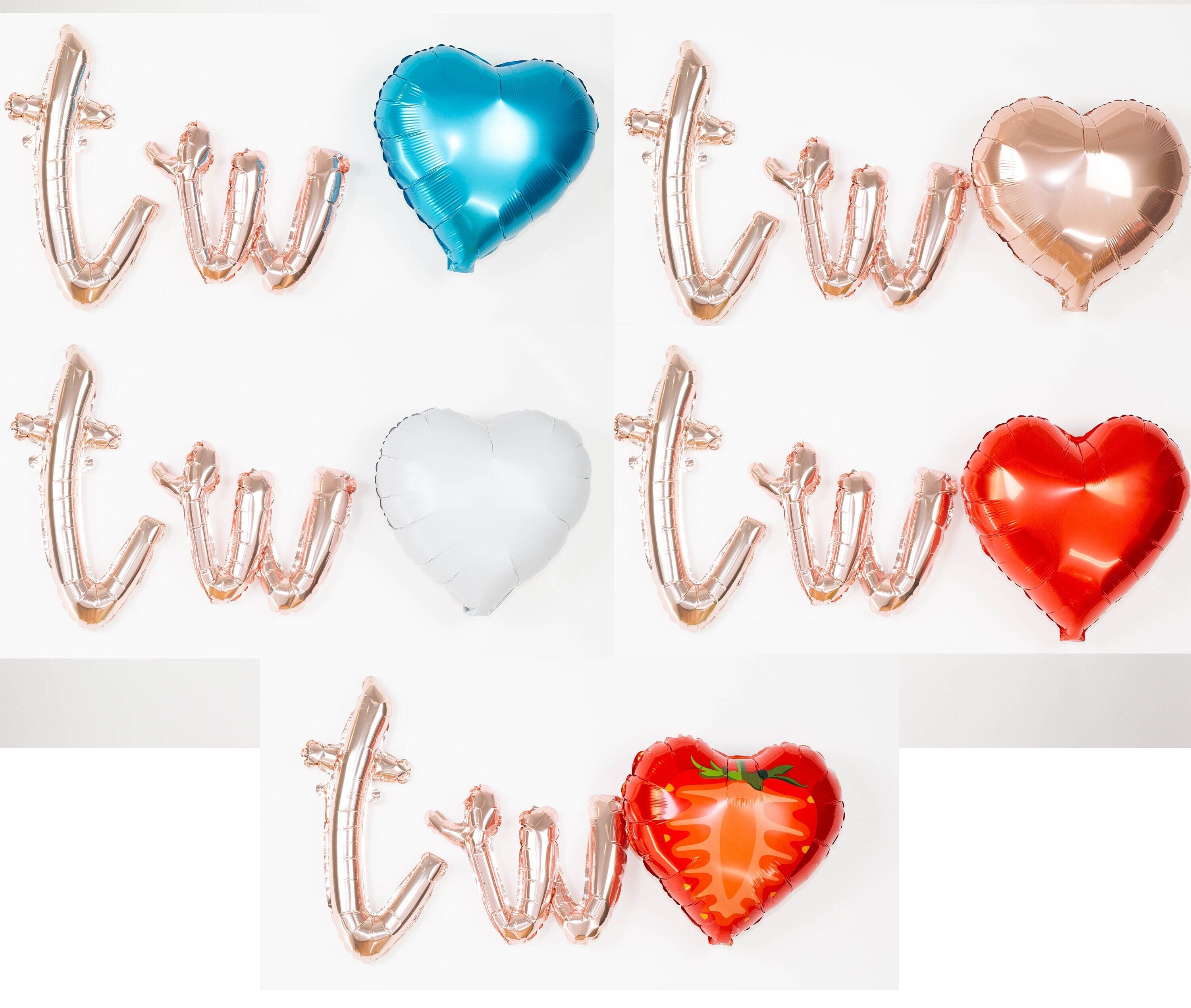 Strawberry 2nd Birthday Balloon Banner Heart Rose Gold Decorations - BashMint party decoration