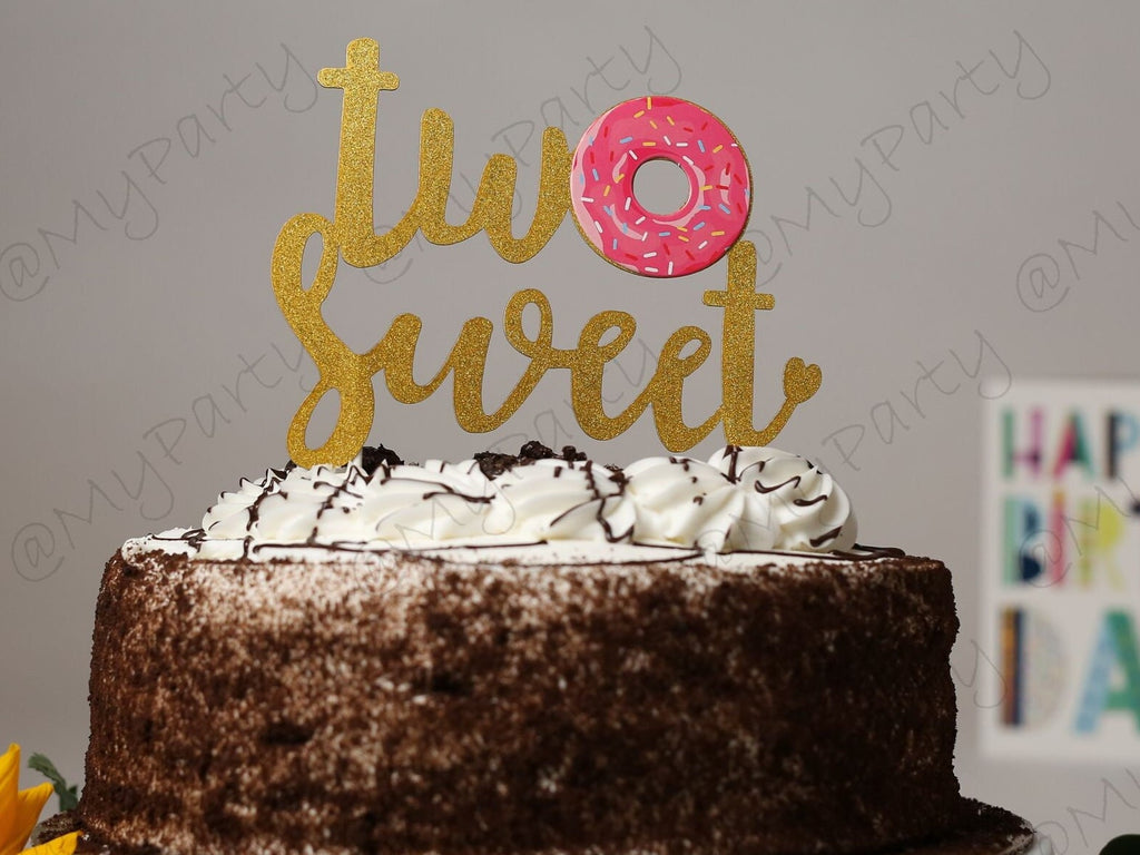 2nd Birthday Cake Topper Number Gold Decoration - BashMint party decoration