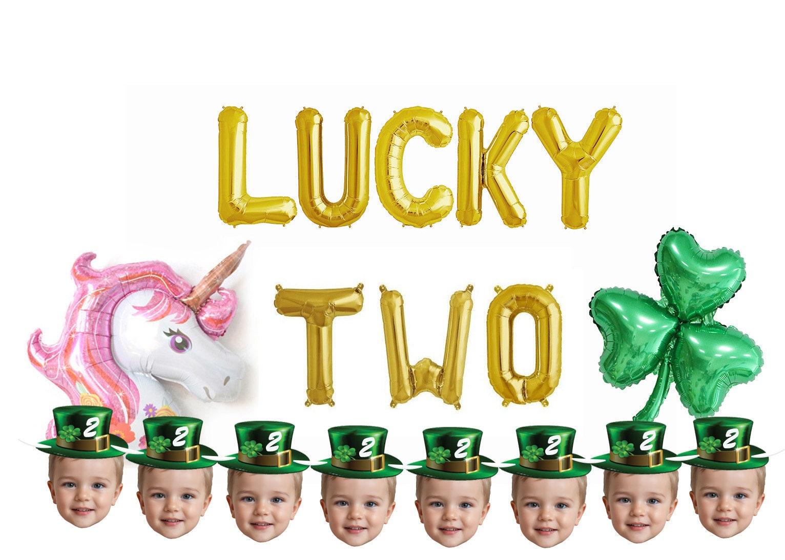 Unicorn 2nd Birthday Balloon Banner Letter Gold Decorations - BashMint party decoration