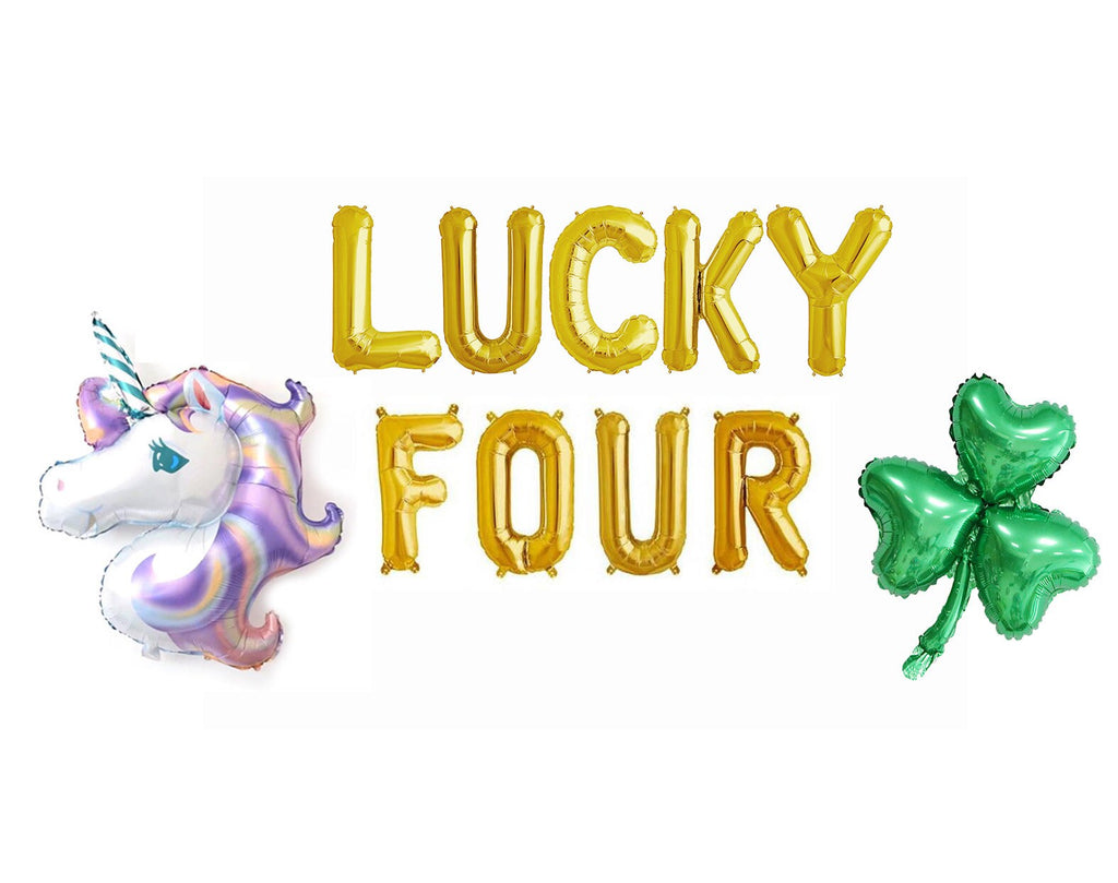 Lucky Four Balloon Banner, 4th Birthday Party Decorations, St. Patrick’s Day Birthday Balloons, March Birthday Decor