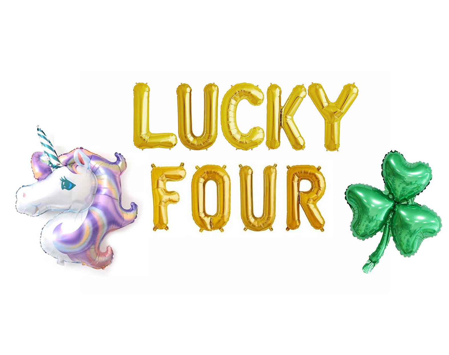 Lucky Four Balloon Banner, 4th Birthday Party Decorations, St. Patrick’s Day Birthday Balloons, March Birthday Decor