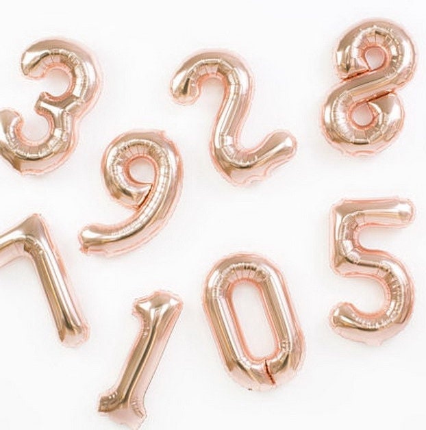 Birthday Balloon Banner Number Rose Gold Decorations - BashMint party decoration