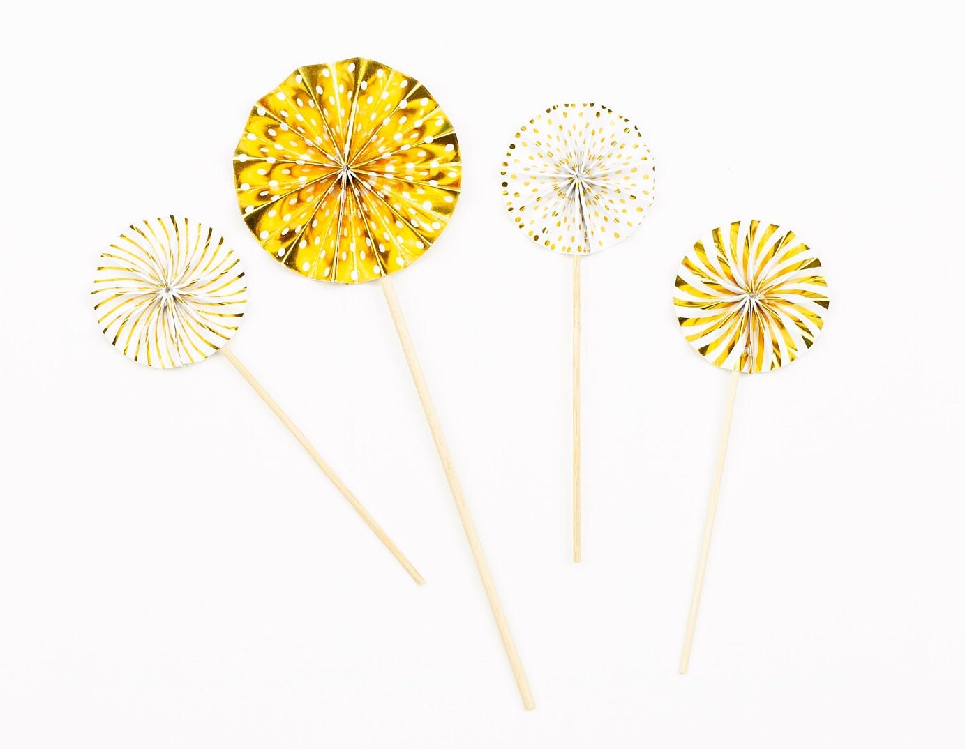 Set of 4 pinwheel cake topper Gold Cake Topper mini Fan 1 2 3 4 5 6 7 8 9 10 21 35 Birthday Cake Topper Girl Woman for her Birthday Party