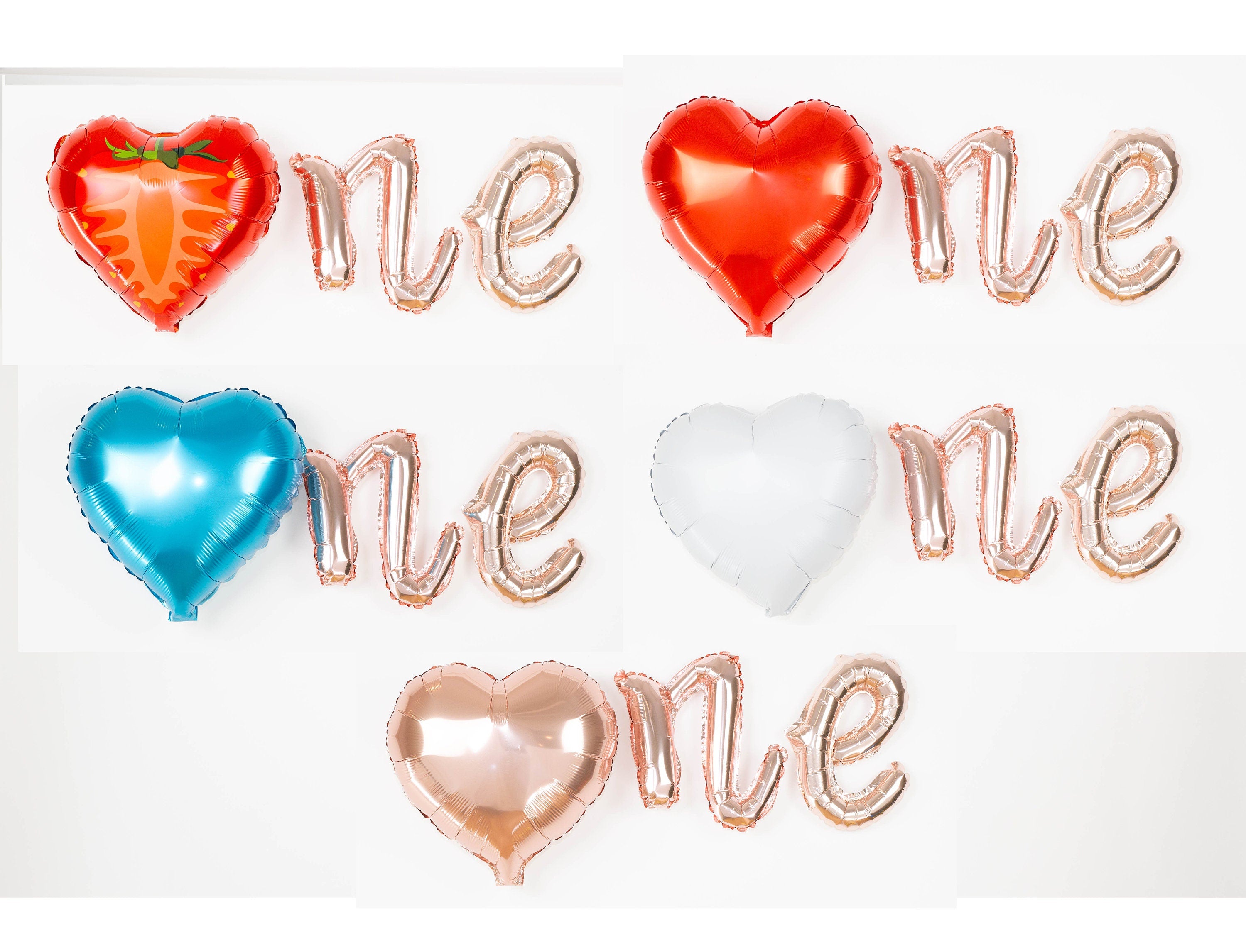 Strawberry 1st Birthday Balloon Banner Heart Rose Gold Decorations - BashMint party decoration