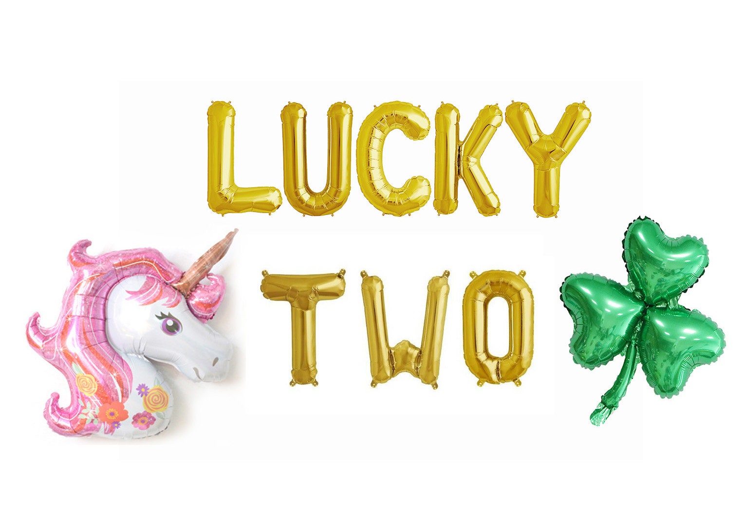 Unicorn 2nd Birthday Balloon Banner Letter Gold Decorations - BashMint party decoration