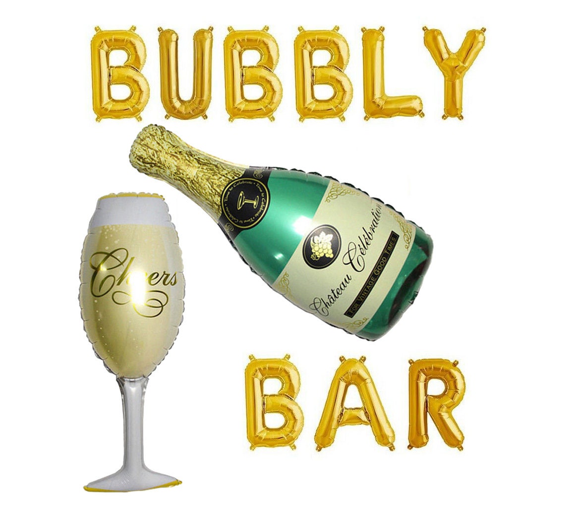 Champagne Birthday Balloon Banner Heart Rose Gold Decorations - BashMint party decoration