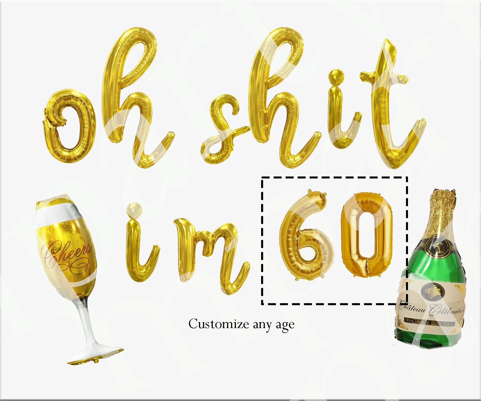 Champagne Birthday 50th Balloon Banner Number Rose Gold Decorations - BashMint party decoration