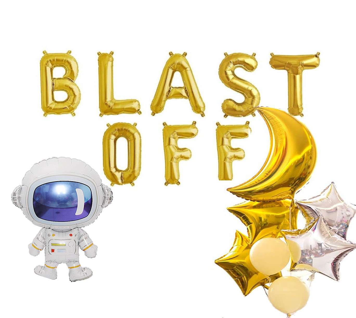 Astronaut Birthday Balloon Banner Heart Rose Gold Decorations - BashMint party decoration