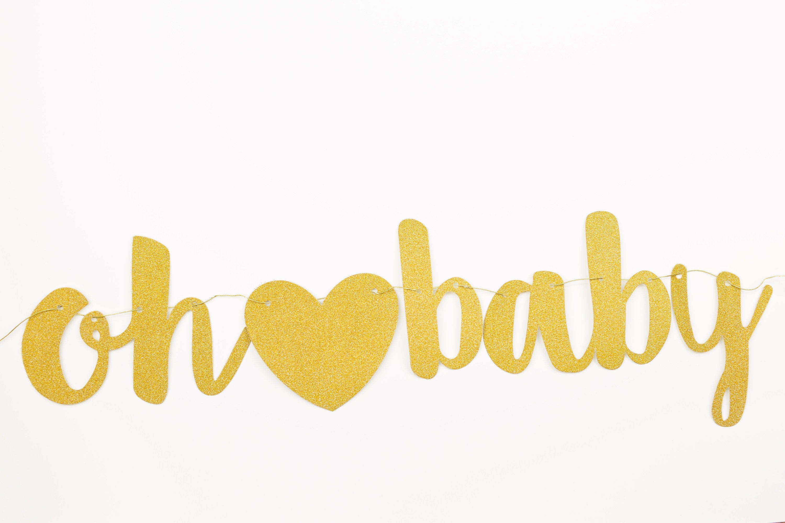 Heart Baby Shower Party Banner Gold - BashMint party decoration
