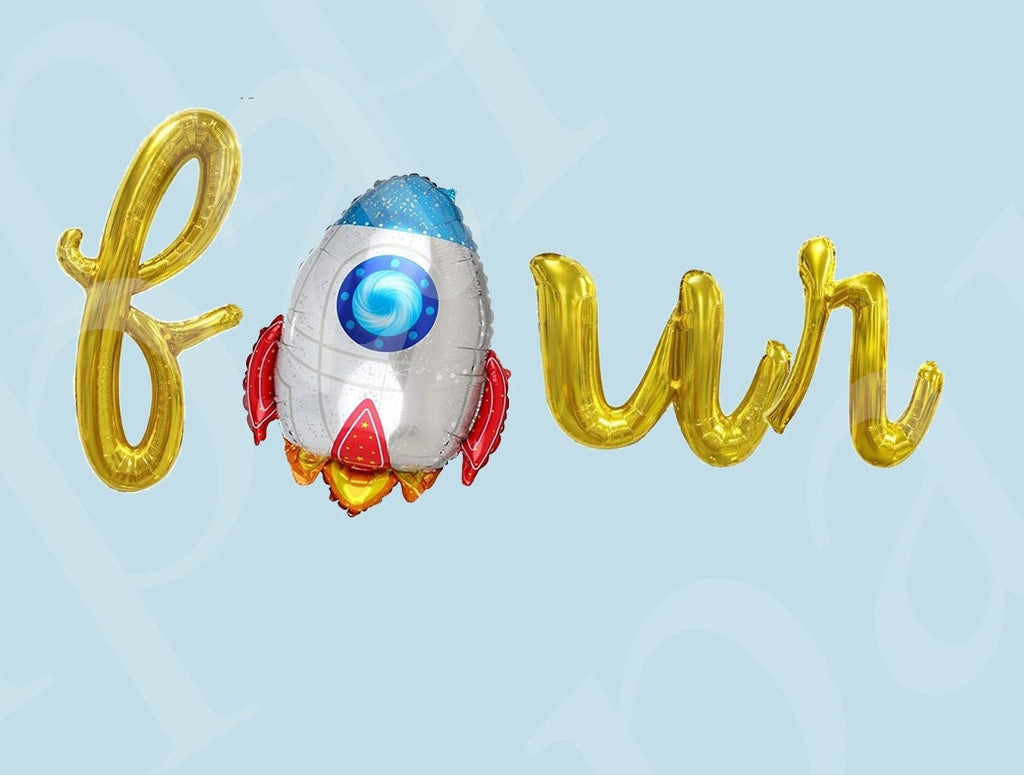 Outer Space 4th Birthday Party Balloons Letter Rose Gold Decorations - BashMint party decoration