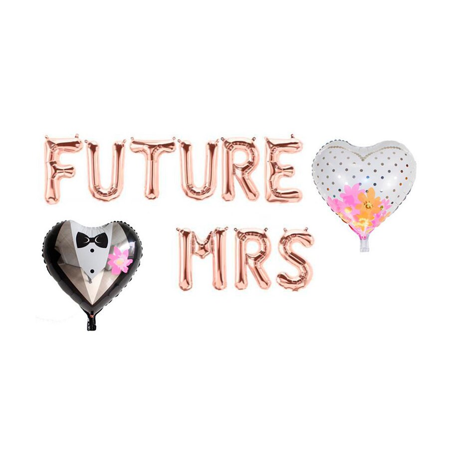 Bride Bachelorette Party Balloon Banner Heart Rose Gold Decorations - BashMint party decoration