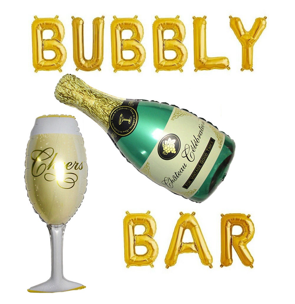Champagne Birthday Balloon Banner Heart Rose Gold Decorations - BashMint party decoration