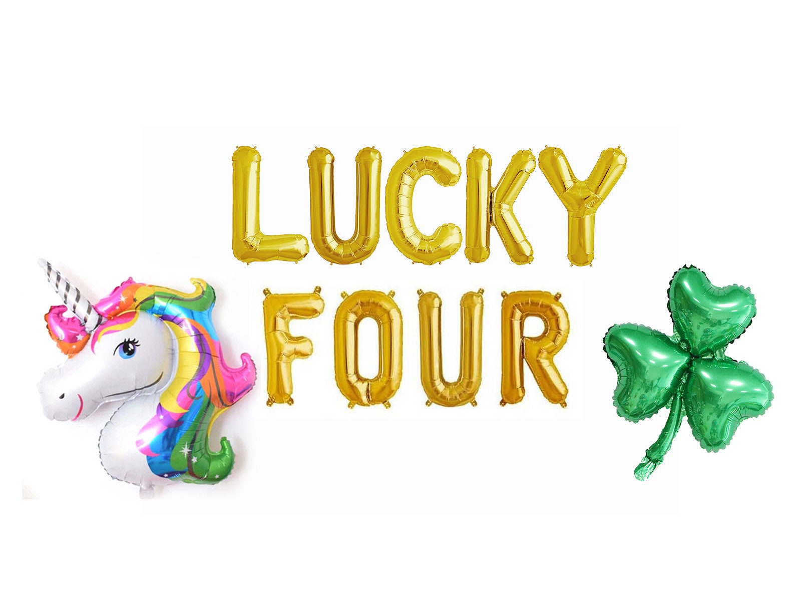 Lucky Four Balloon Banner, 4th Birthday Party Decorations, St. Patrick’s Day Birthday Balloons, March Birthday Decor