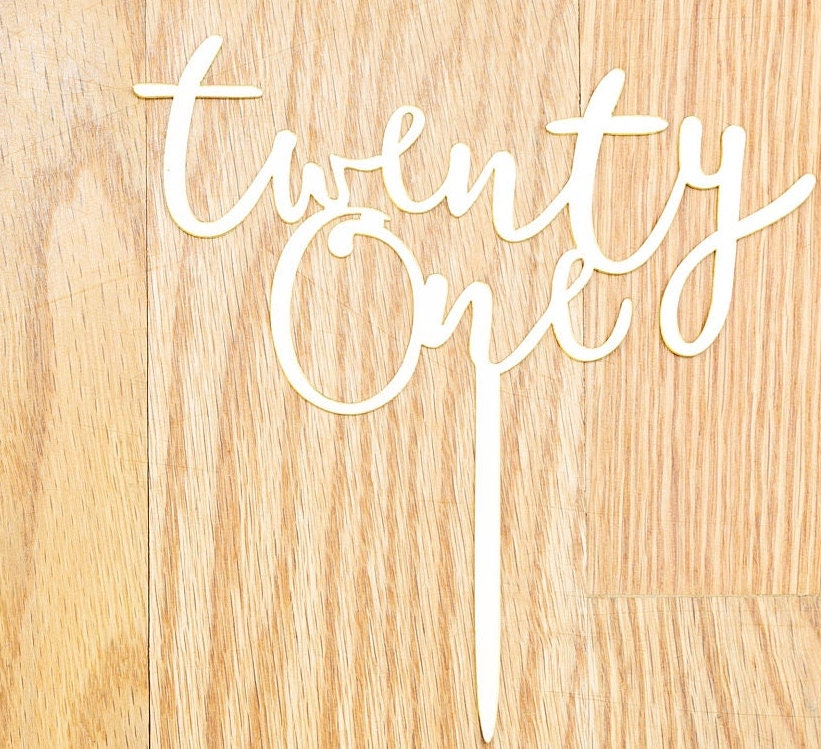 Happy Birthday Cake Topper twenty one 21 21st twenty first Birthday CakeTopper Smash Party Rose Gold mirror legal rip fake id