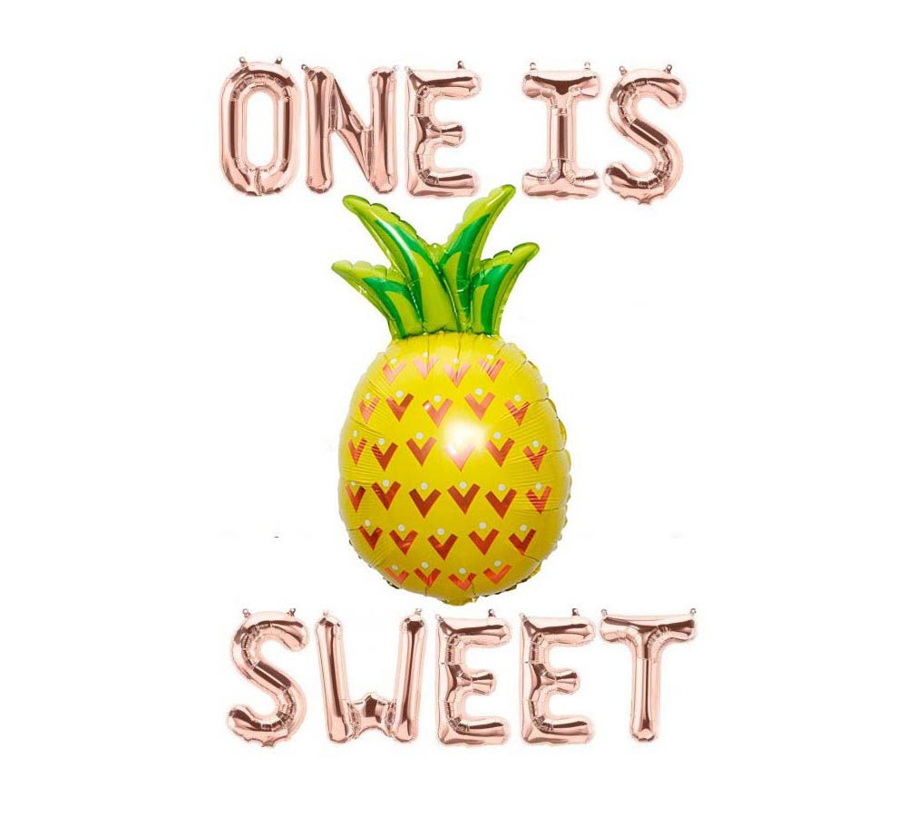 Pineapple 1st Birthday Balloon Banner Heart Rose Gold Decorations - BashMint party decoration