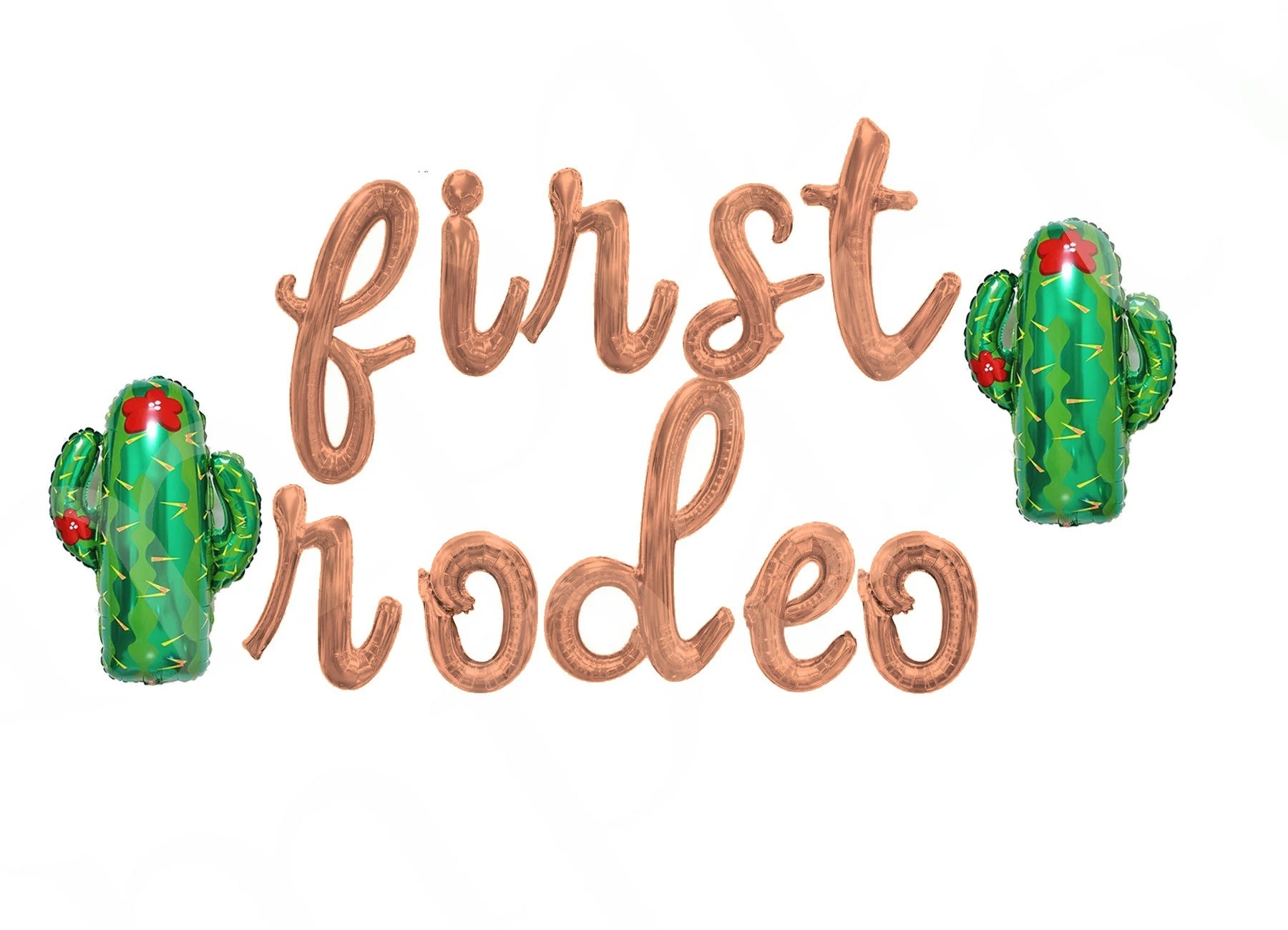 First Rodeo Letter Balloon Banner - 1st Birthday Decor, Rose Gold