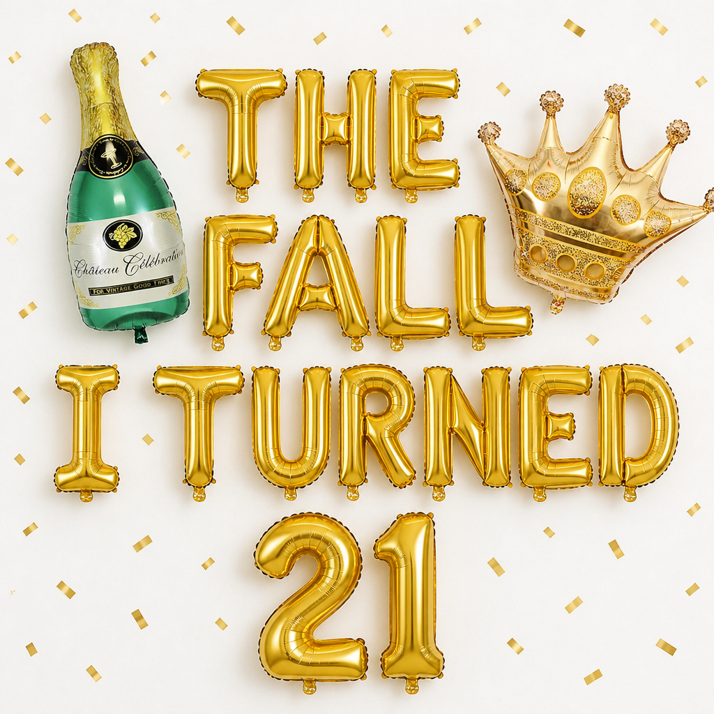 The Fall I Turned 21 Letter Balloon Banner - 21st Birthday Decor